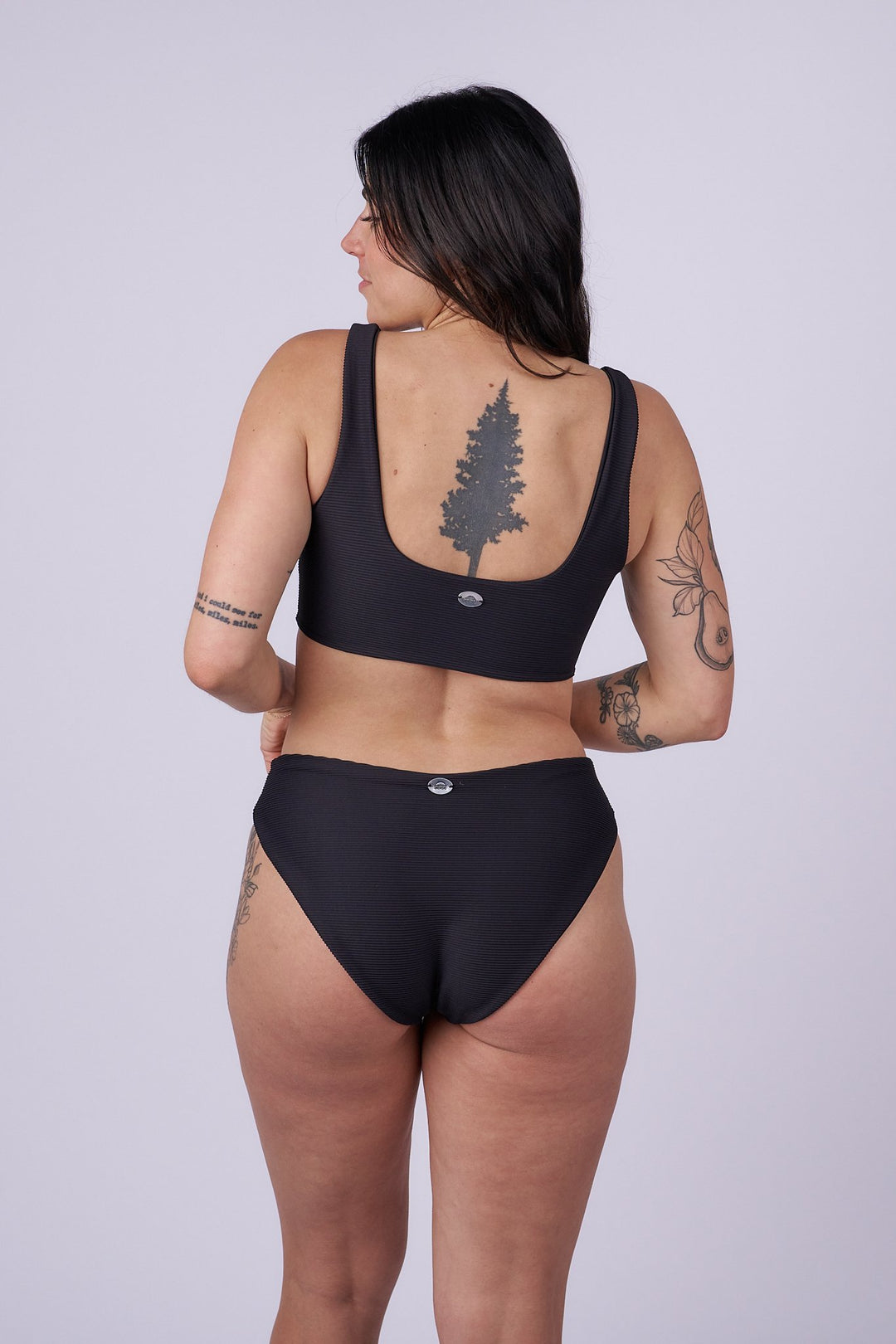 Mila Low Rise Bottom - Ribbed Black