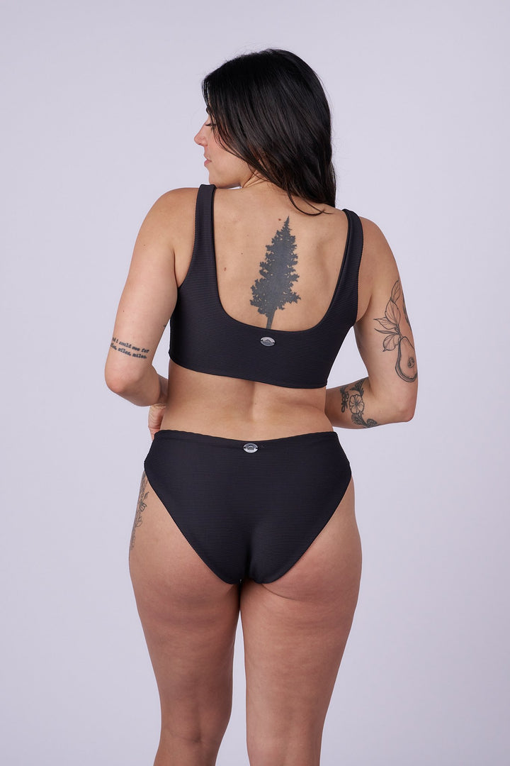 Mila Low Rise Bottom - Ribbed Black