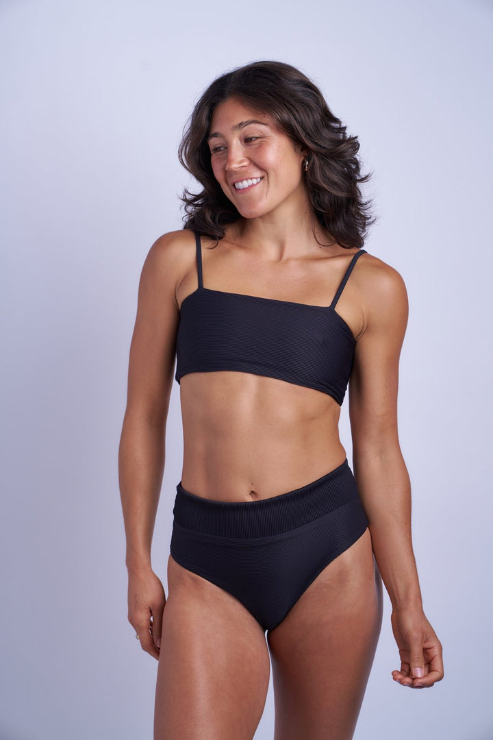 Riley Banded Bikini Bottom - Ribbed Black
