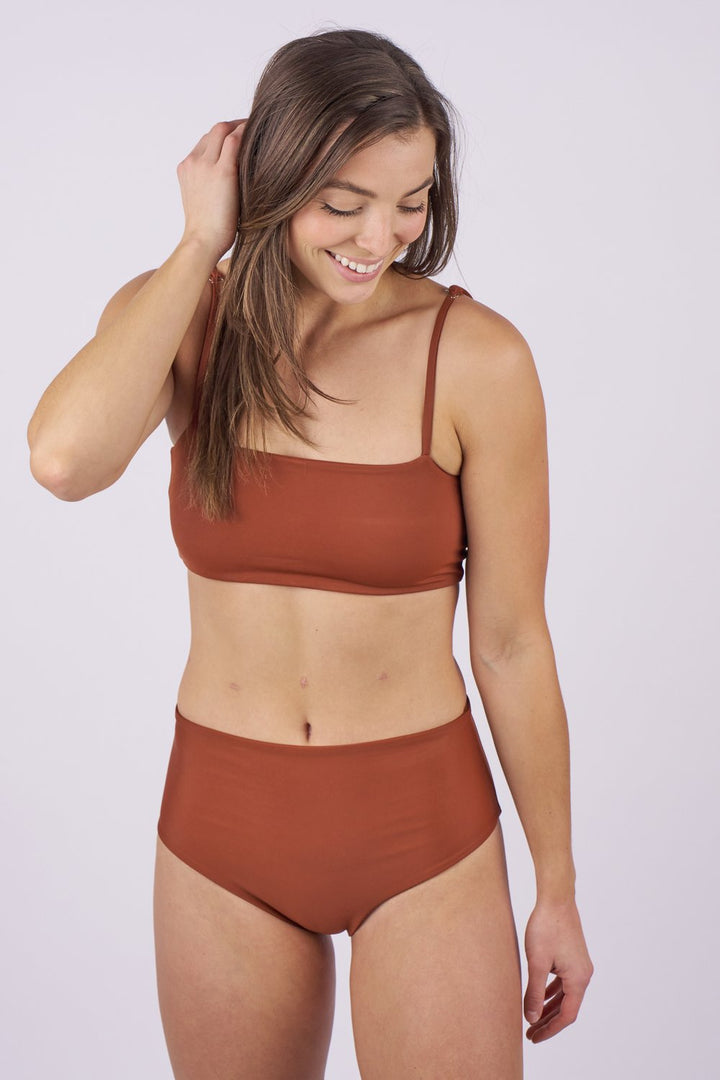 Nina High Waist Bikini Bottom - Spice