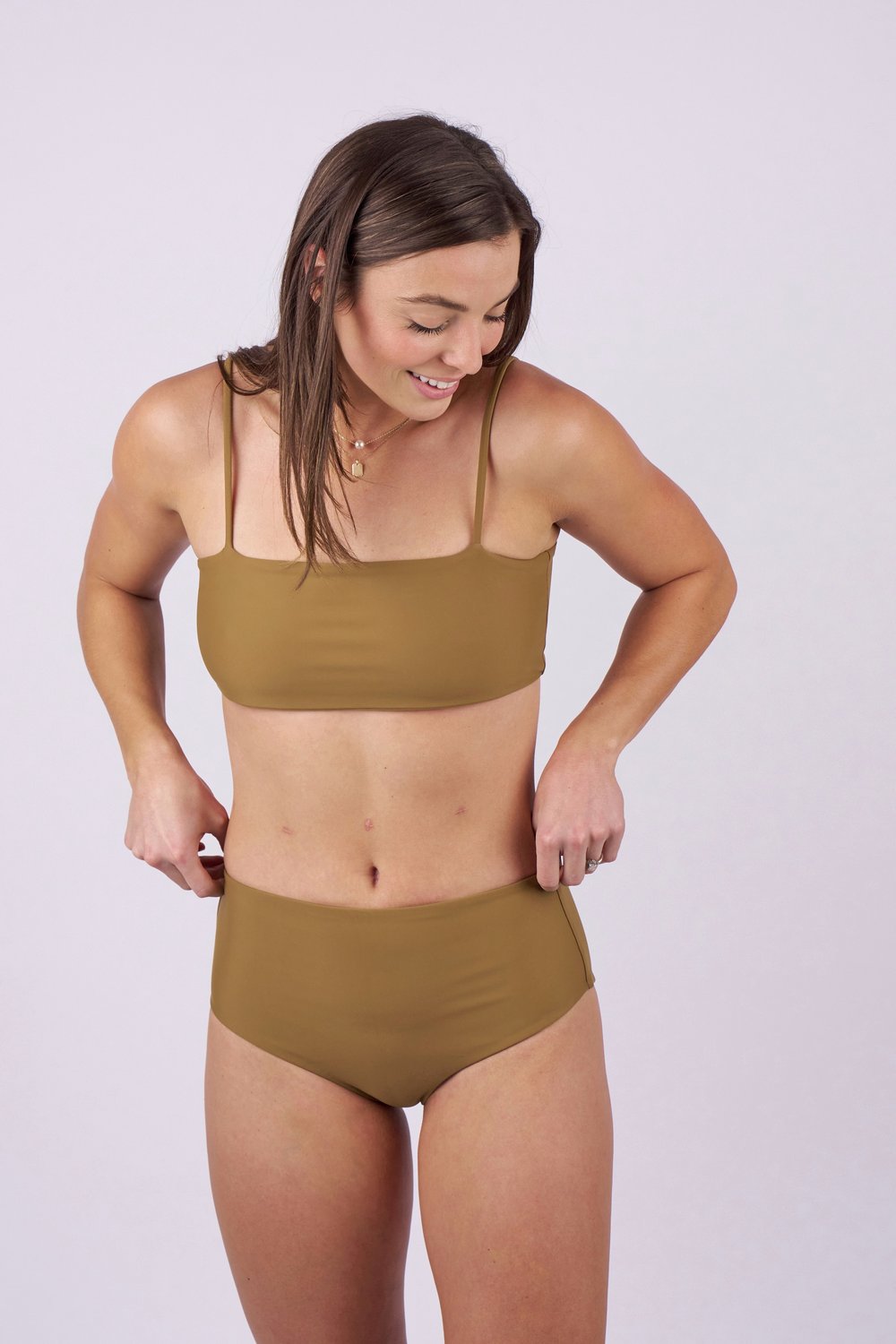 Nina High Waist Bikini Bottom - Maple