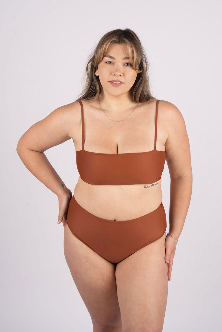 Nina High Waist Bikini Bottom - Spice
